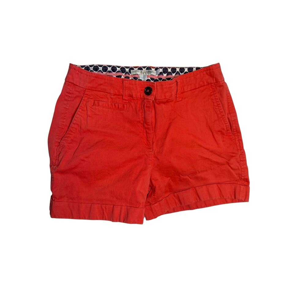 Boden Women’s Coral Cotton Chino Cuffed Shorts Sz 4 98% Cotton Stretch